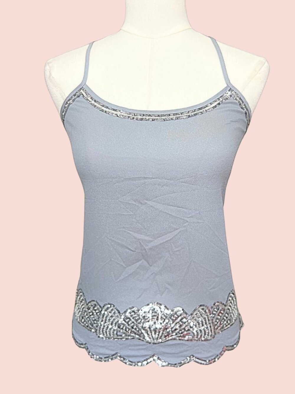 Vintage Y2K Express Silver Sequin Open Back Cami